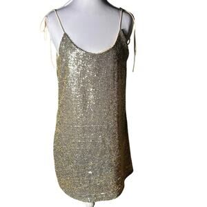 Urban Outfitters Gold Sequin Semi Formal Cocktail Small  Prom Mini Dress